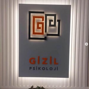 Ofis kapı isimliği estetik oturum tabelası.
