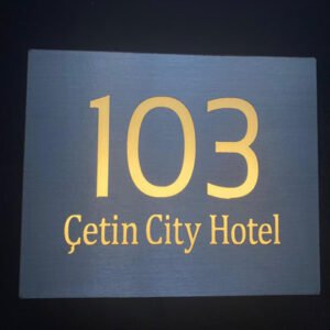 Otel ışıklı kapı numarası modern dekoratif levha.